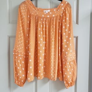 Lauren Conrad Blouse, Size Medium, Orange and White
